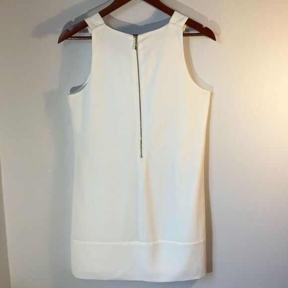 Oleg Cassini White Pleated Sleeveless Sheath Dress, 2. Mature Wedding, Vow Renew - Picture 4 of 10